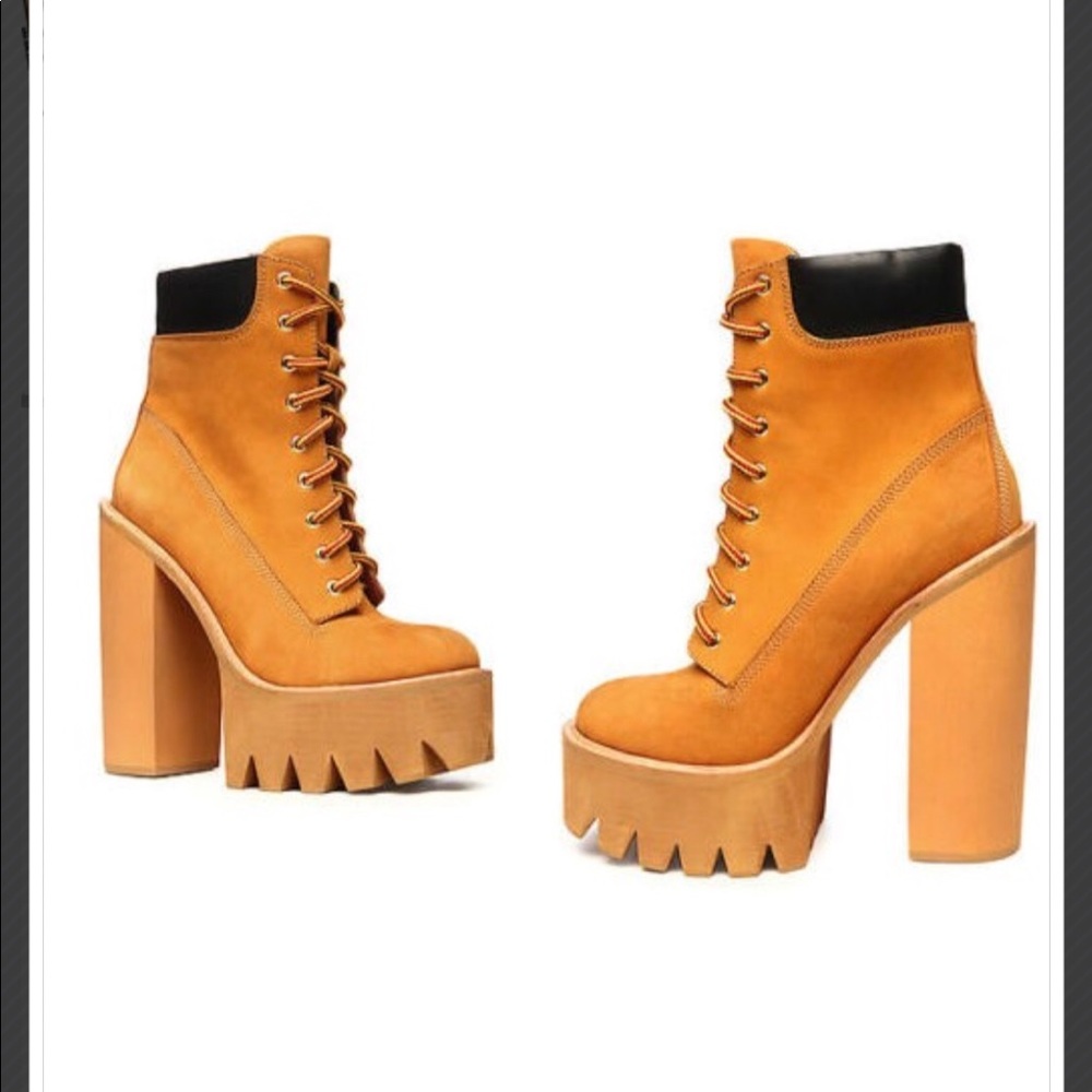 Jeffrey Campbell Timberland style platform boots